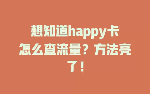想知道happy卡怎么查流量？方法亮了！