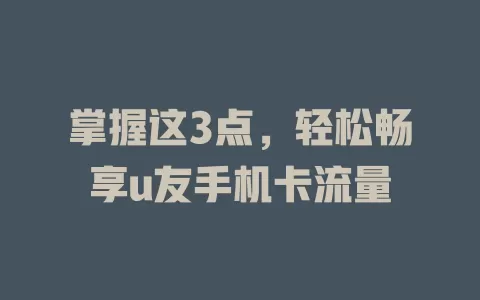 掌握这3点，轻松畅享u友手机卡流量