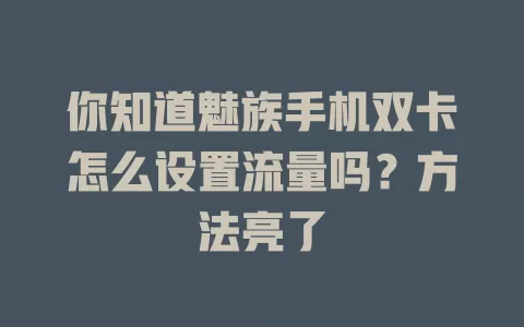 你知道魅族手机双卡怎么设置流量吗？方法亮了
