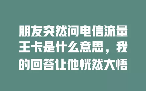朋友突然问电信流量王卡是什么意思，我的回答让他恍然大悟