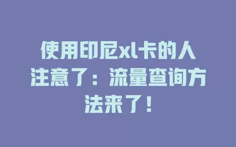 使用印尼xl卡的人注意了：流量查询方法来了！