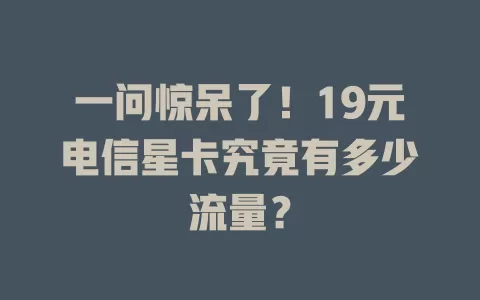 一问惊呆了！19元电信星卡究竟有多少流量？