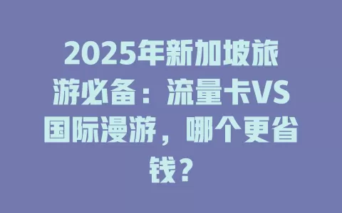 2025年新加坡旅游必备：流量卡VS国际漫游，哪个更省钱？