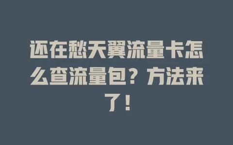 还在愁天翼流量卡怎么查流量包？方法来了！