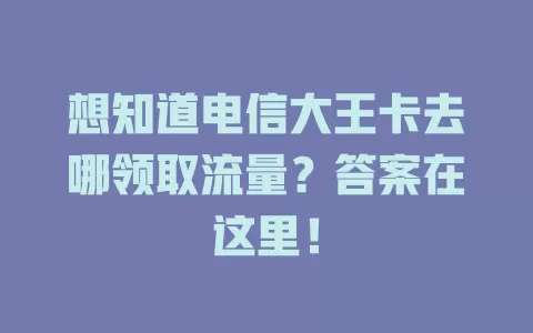 想知道电信大王卡去哪领取流量？答案在这里！