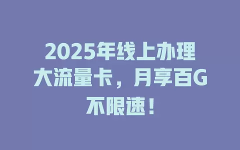 2025年线上办理大流量卡，月享百G不限速！