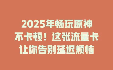 2025年畅玩原神不卡顿！这张流量卡让你告别延迟烦恼