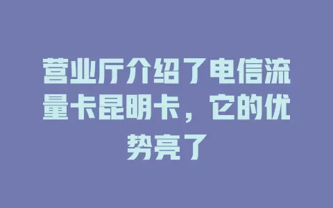 营业厅介绍了电信流量卡昆明卡，它的优势亮了