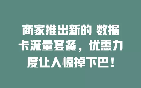 商家推出新的 数据卡流量套餐，优惠力度让人惊掉下巴！