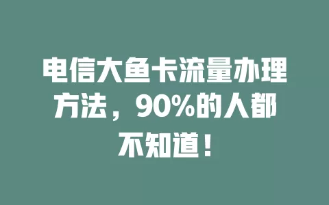 电信大鱼卡流量办理方法，90%的人都不知道！