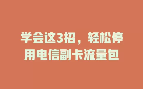 学会这3招，轻松停用电信副卡流量包
