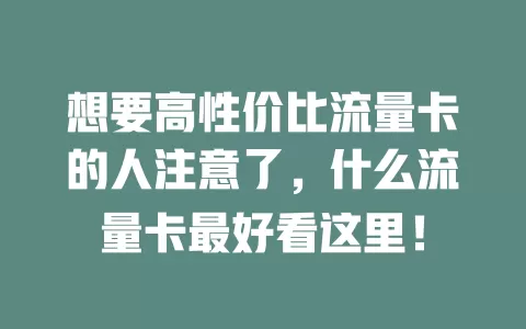想要高性价比流量卡的人注意了，什么流量卡最好看这里！