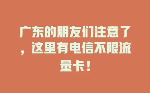 广东的朋友们注意了，这里有电信不限流量卡！