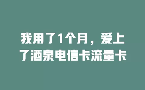 我用了1个月，爱上了酒泉电信卡流量卡
