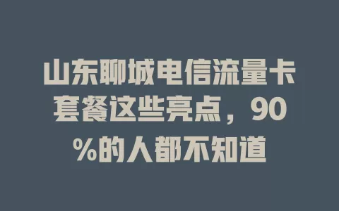 山东聊城电信流量卡套餐这些亮点，90%的人都不知道