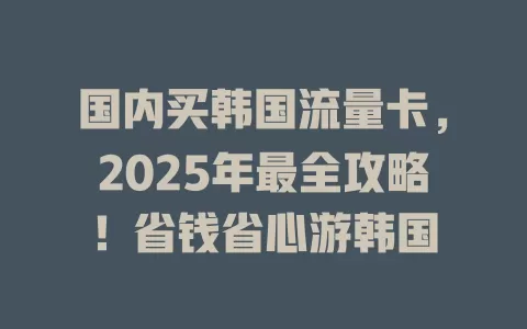 国内买韩国流量卡，2025年最全攻略！省钱省心游韩国