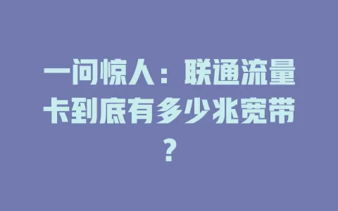 一问惊人：联通流量卡到底有多少兆宽带？