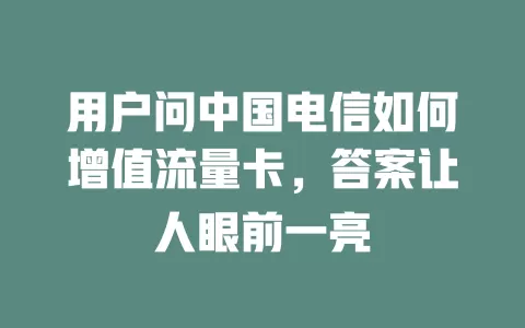 用户问中国电信如何增值流量卡，答案让人眼前一亮