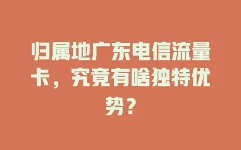 归属地广东电信流量卡，究竟有啥独特优势？