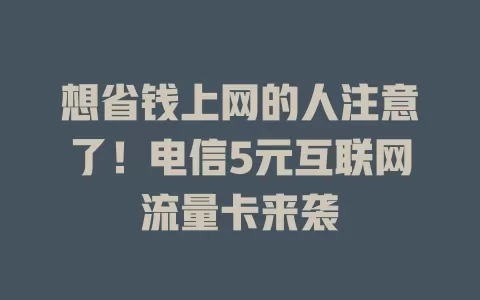 想省钱上网的人注意了！电信5元互联网流量卡来袭