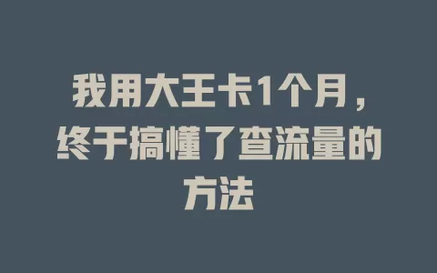 我用大王卡1个月，终于搞懂了查流量的方法