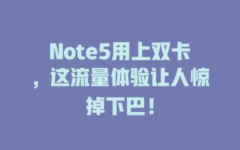Note5用上双卡，这流量体验让人惊掉下巴！
