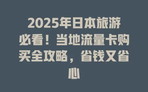 2025年日本旅游必看！当地流量卡购买全攻略，省钱又省心