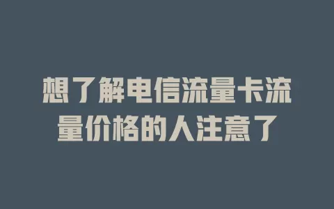 想了解电信流量卡流量价格的人注意了