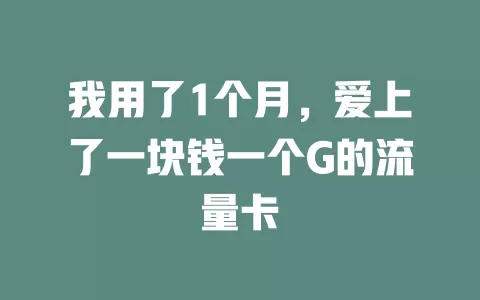我用了1个月，爱上了一块钱一个G的流量卡