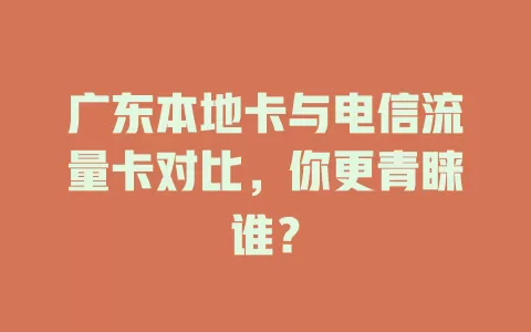 广东本地卡与电信流量卡对比，你更青睐谁？