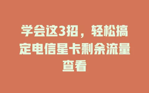 学会这3招，轻松搞定电信星卡剩余流量查看