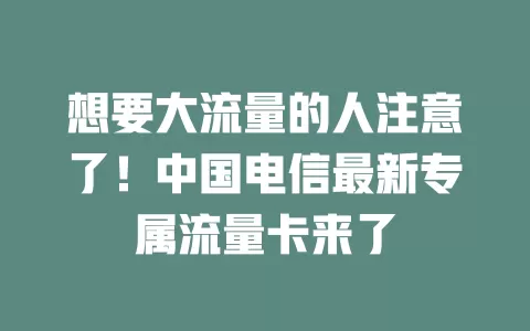 想要大流量的人注意了！中国电信最新专属流量卡来了