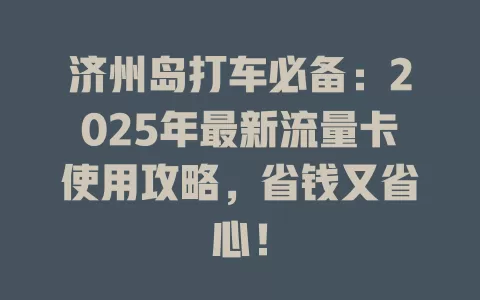 济州岛打车必备：2025年最新流量卡使用攻略，省钱又省心！