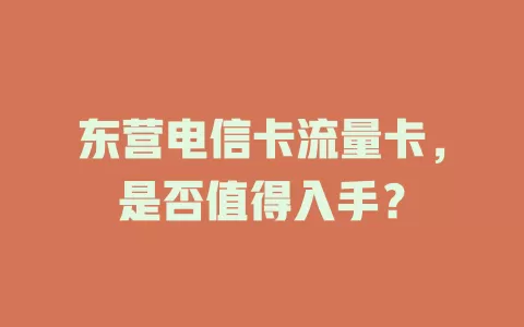 东营电信卡流量卡，是否值得入手？