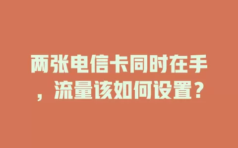 两张电信卡同时在手，流量该如何设置？