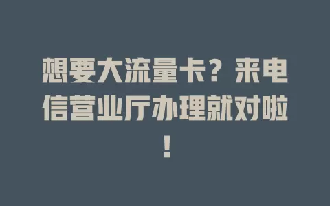 想要大流量卡？来电信营业厅办理就对啦！