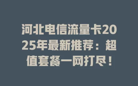 河北电信流量卡2025年最新推荐：超值套餐一网打尽！