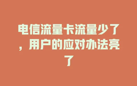 电信流量卡流量少了，用户的应对办法亮了