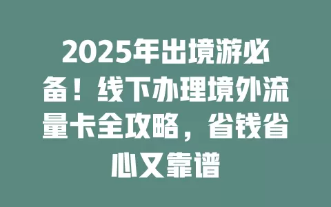 2025年出境游必备！线下办理境外流量卡全攻略，省钱省心又靠谱