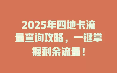 2025年四地卡流量查询攻略，一键掌握剩余流量！