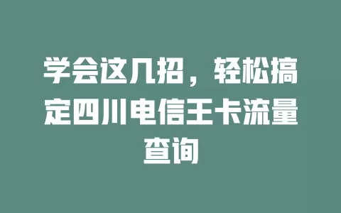 学会这几招，轻松搞定四川电信王卡流量查询