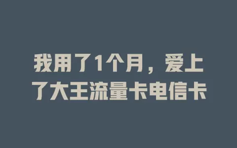 我用了1个月，爱上了大王流量卡电信卡