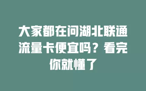 大家都在问湖北联通流量卡便宜吗？看完你就懂了