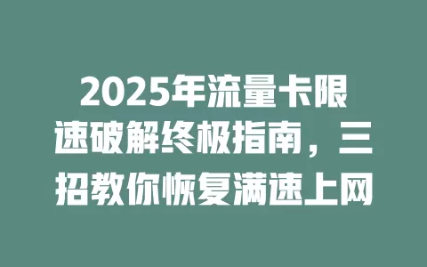 2025年流量卡限速破解终极指南，三招教你恢复满速上网