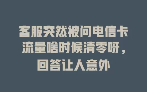 客服突然被问电信卡流量啥时候清零呀，回答让人意外