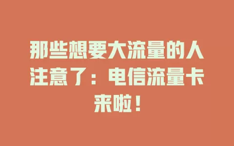 那些想要大流量的人注意了：电信流量卡来啦！