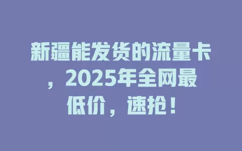 新疆能发货的流量卡，2025年全网最低价，速抢！