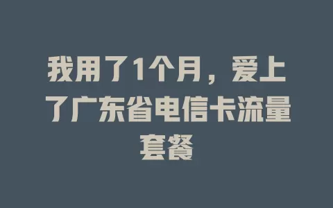 我用了1个月，爱上了广东省电信卡流量套餐