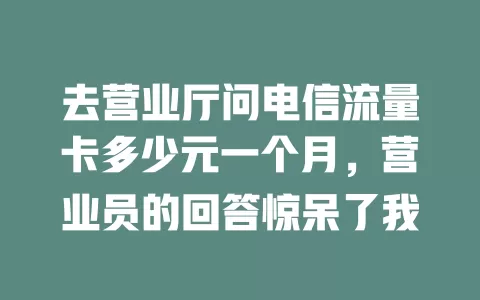 去营业厅问电信流量卡多少元一个月，营业员的回答惊呆了我
