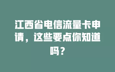 江西省电信流量卡申请，这些要点你知道吗？